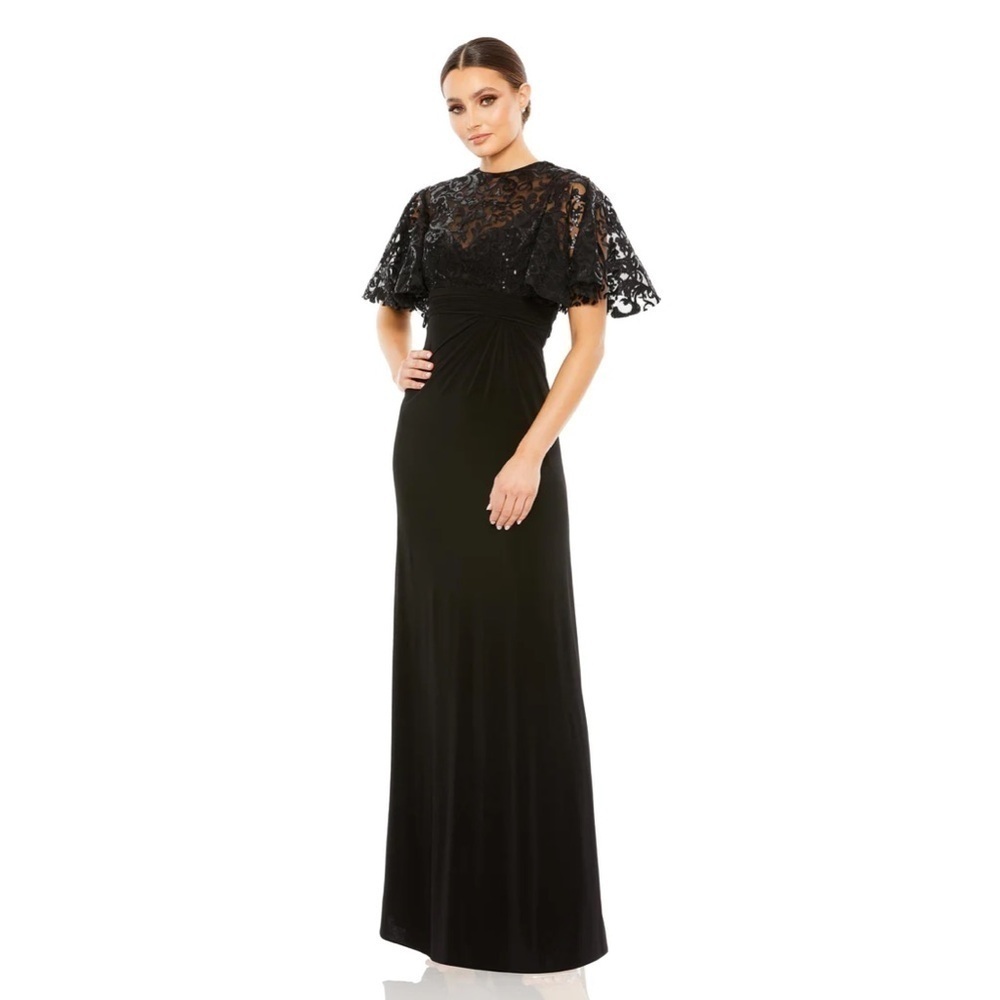 Mac Duggal 68002 NWT EMBELLISHED BUTTERFLY SLEEVE GOWN